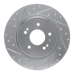 Hyundai SANTA FE Brake Rotor (1) - Rear Left - R1 Concepts - Drilled & Slotted - Silver - `19-`25